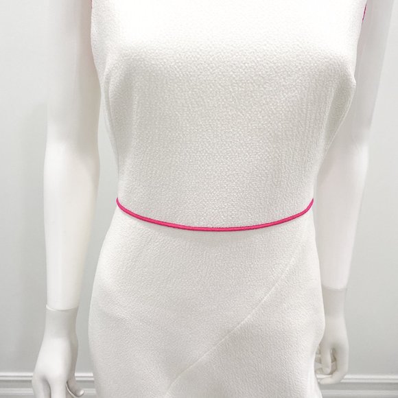 Black Halo Puma Sleeveless Sheath Dress Pebble Crepe White Sugar/Pink Size 8 - Picture 7 of 16